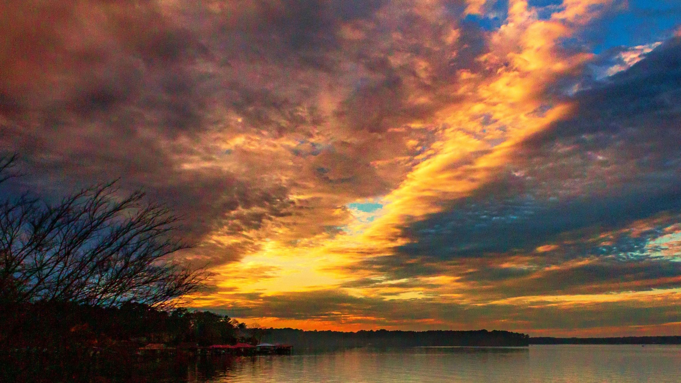 Texas lake at sunset